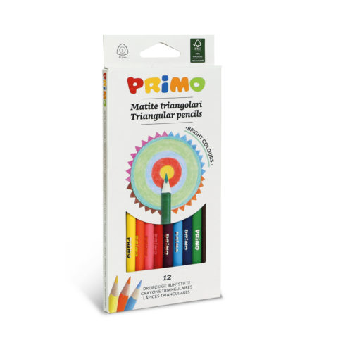 Pastelky trojboké PRIMO, tuha průměr 3mm, 12ks, papírový obal